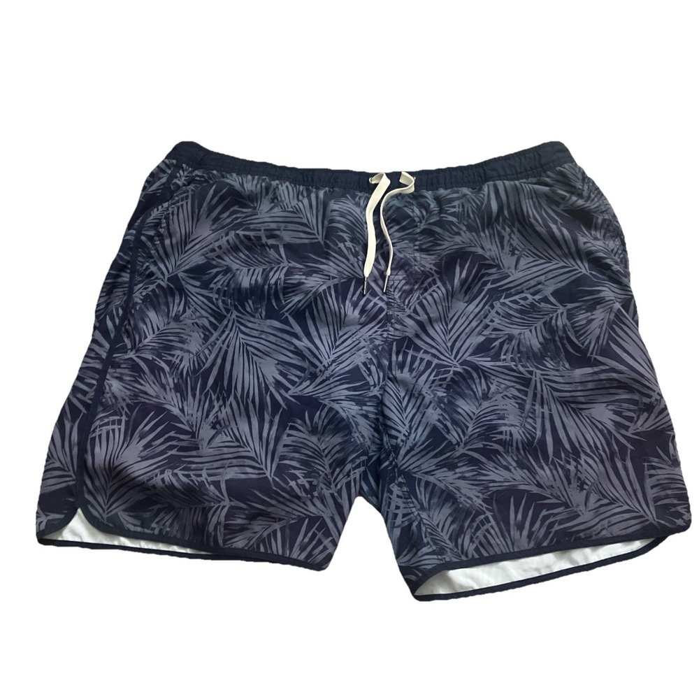 Fair Harbor Mens Size 3XL Blue Hawaiian Floral Swim Trunks Lined Zip Pocket